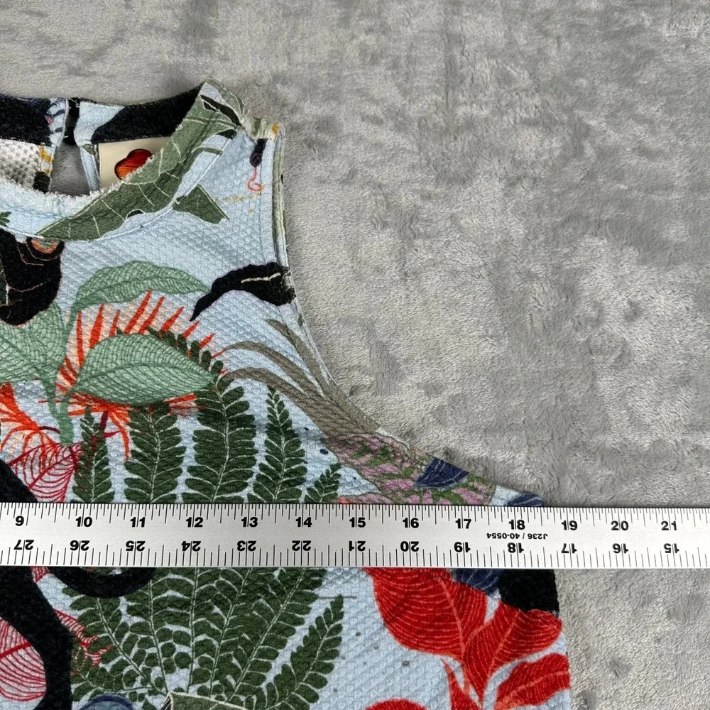 Anthropologie Farm Rio‎ Halter Mini Dress M Blue Tropical Jungle Animal Print